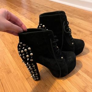 Spiked black platform heels/boots